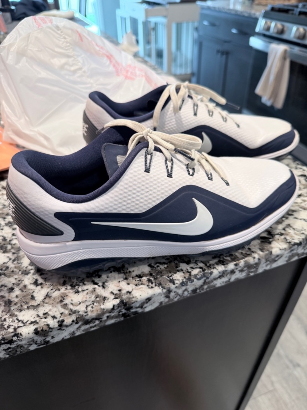 Nike White and Navy Low-Top Athletic Shoes